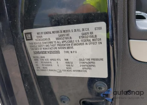 2010 Chevrolet Hhr Lt z USA, uszkodzony, nr VIN 3GNBABDB7AS503393